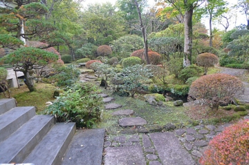 玄関前、南方向の日本庭園を撮影