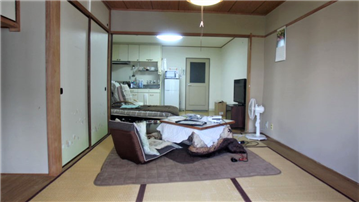 和室（約7畳）からLDK方向を撮影／賃借人入居前に撮影