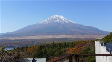 バルコニーから南西方向の富士山眺望（秋季撮影）