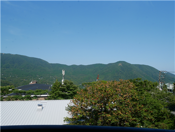 バルコニーから東方向の箱根外輪山を撮影