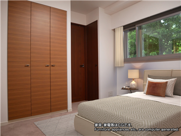 洋室：リフォーム・補修等前（※家具・家電等はCGです）