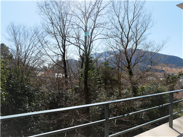 バルコニーから南東方向の箱根外輪山の山並み