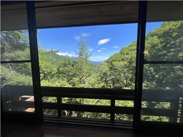 遠景に八ヶ岳の稜線を望むことができます。（リビングより撮影）