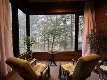 LDK窓から望む木立の景色