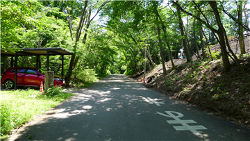 北東側前面道路（南東方向を撮影）