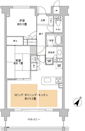着色の部分は床暖房の範囲です。