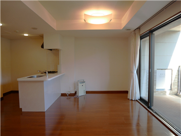 キッチン、ダイニングエリアを撮影