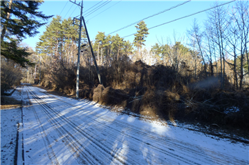 敷地／南西側道路より北西方向を撮影（冬季撮影）