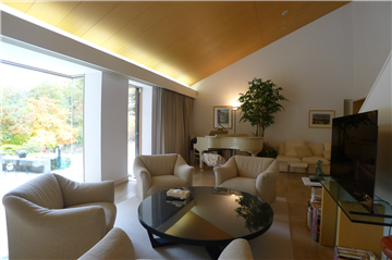 勾配天井で開放感のあるリビング