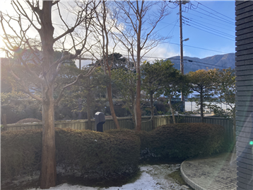 洋室2前からテラス、専用庭を撮影