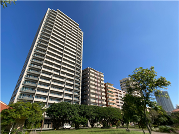 対象不動産外観／西側の黄金森公園から撮影