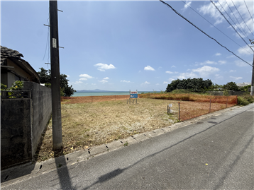 前面道路と敷地（北東側から南西方向を撮影）
