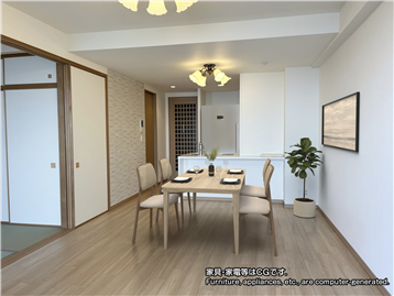 LDK/入口方向を撮影(家具・家電等はCGです。)