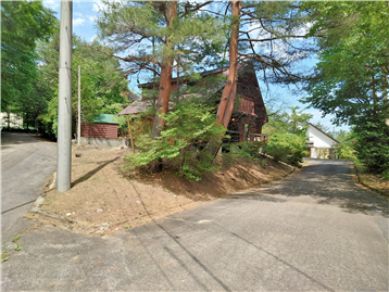 三面道路の角地