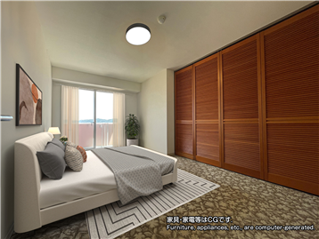 洋室／入口から撮影（家具・家電等はCGです。）