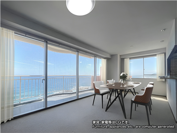 ＬＤＫ／西方向を撮影（家具・家電等はCGです。）