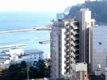 北側からマンションと海を撮影
