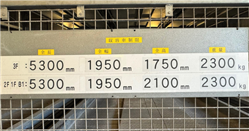 ≪駐車場サイズ表≫