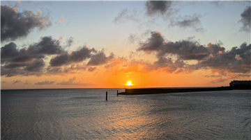デポアイランド・ボードウォークからのサンセット